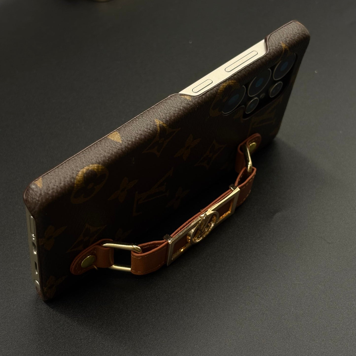 Luxury Brand Leather Case with Gold Buckle Strap for Samsung Galaxy S25 Ultra