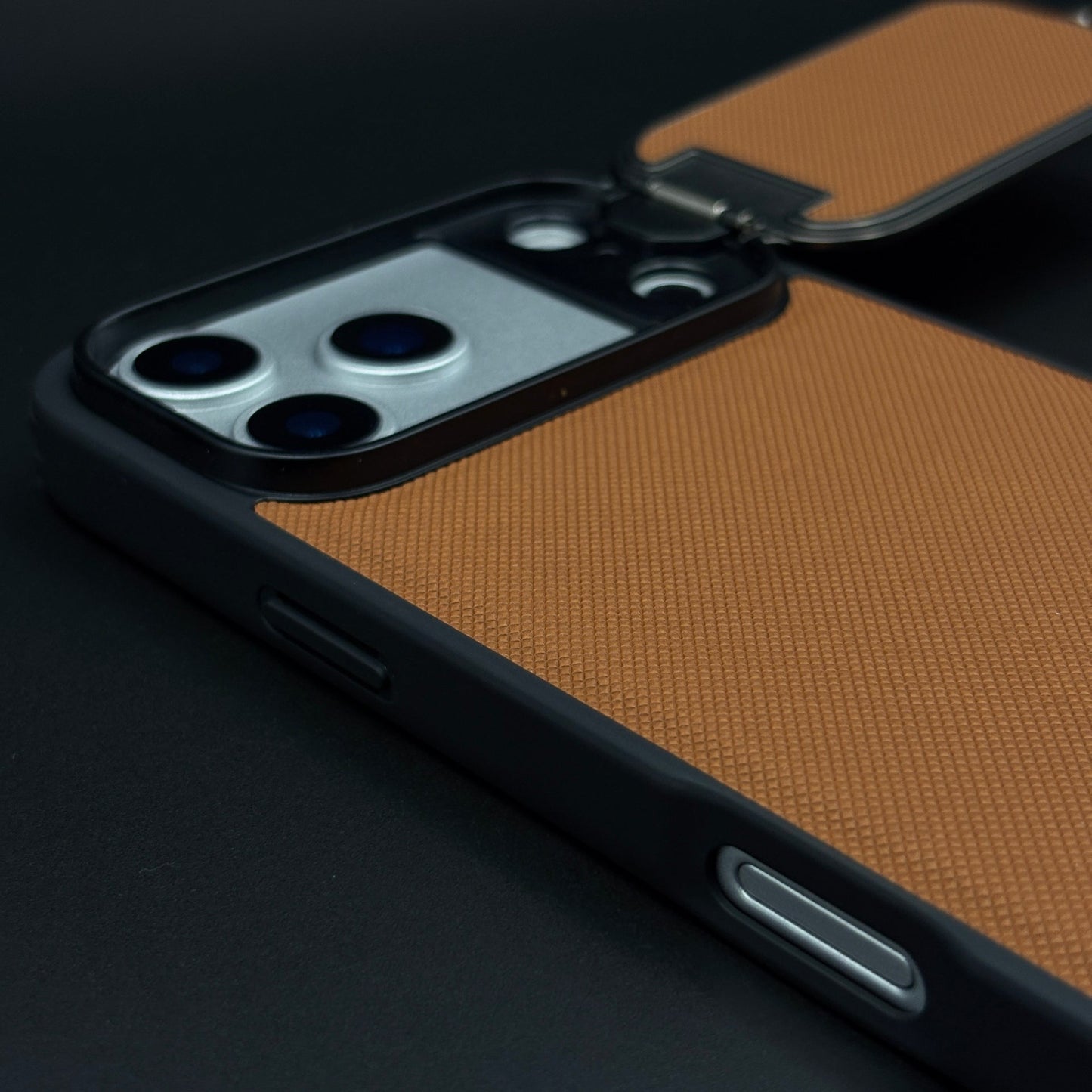 Dotted Leather Feel Case with Foldable Stand for iPhone 17 Series | Premium Grip | Kickstand Style