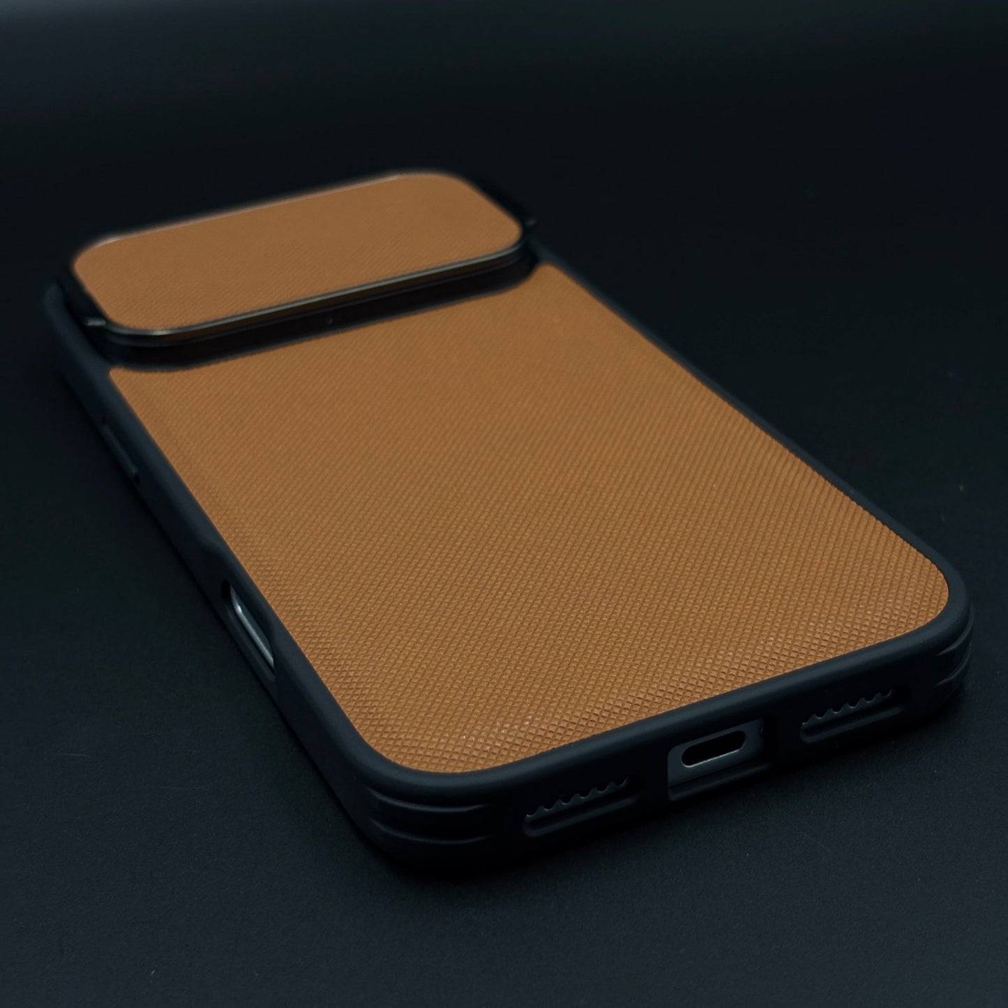 Dotted Leather Feel Case with Foldable Stand for iPhone 17 Series | Premium Grip | Kickstand Style