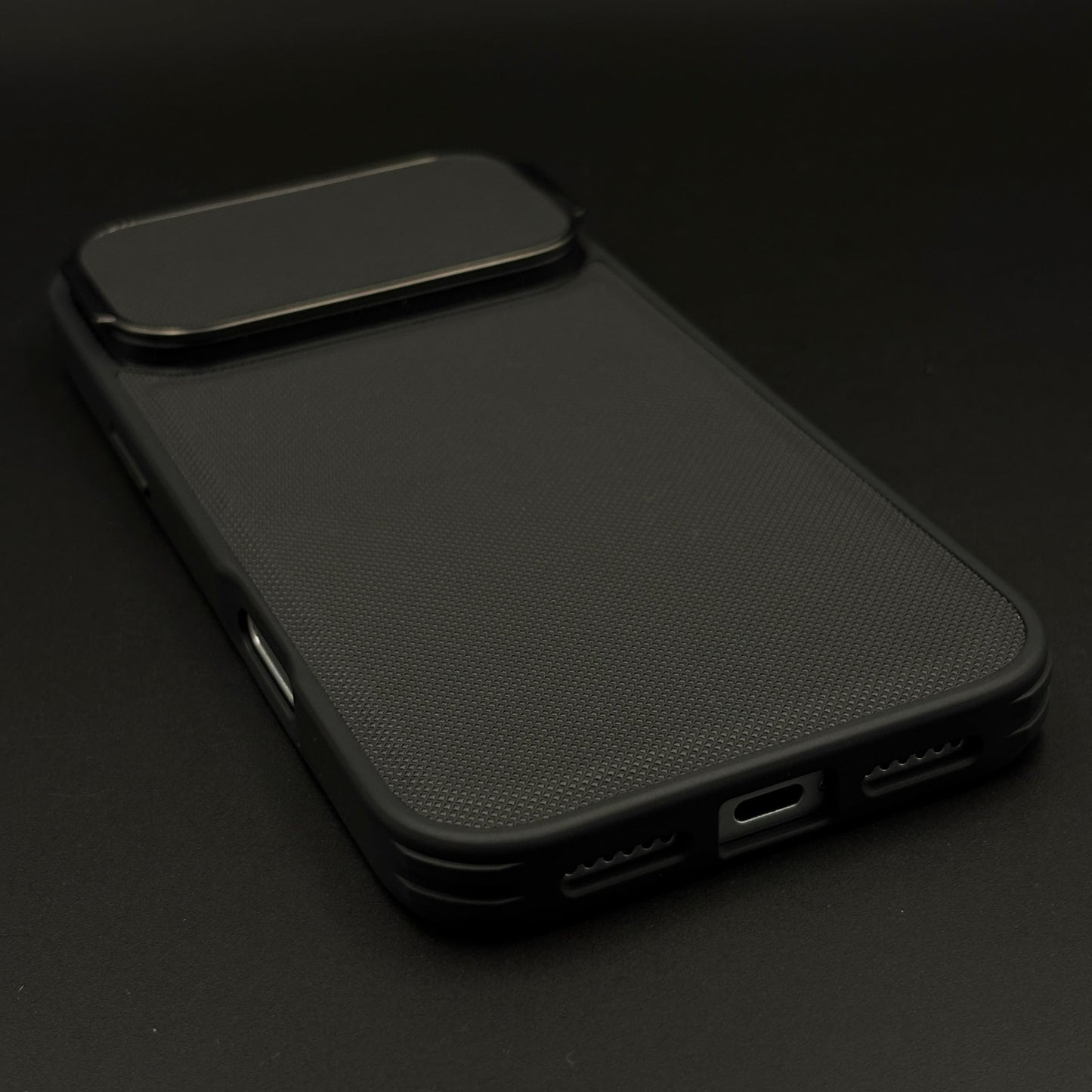 Dotted Leather Feel Case with Foldable Stand for iPhone 17 Series | Premium Grip | Kickstand Style