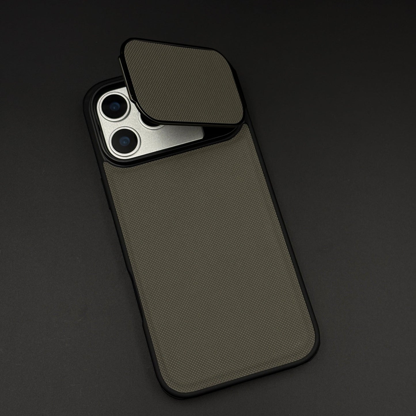Dotted Leather Feel Case with Foldable Stand for iPhone 17 Series | Premium Grip | Kickstand Style
