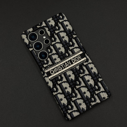 Embroidered Designer Fabric CD Case for Samsung Galaxy S25 Ultra | Sophisticated Slim Cover