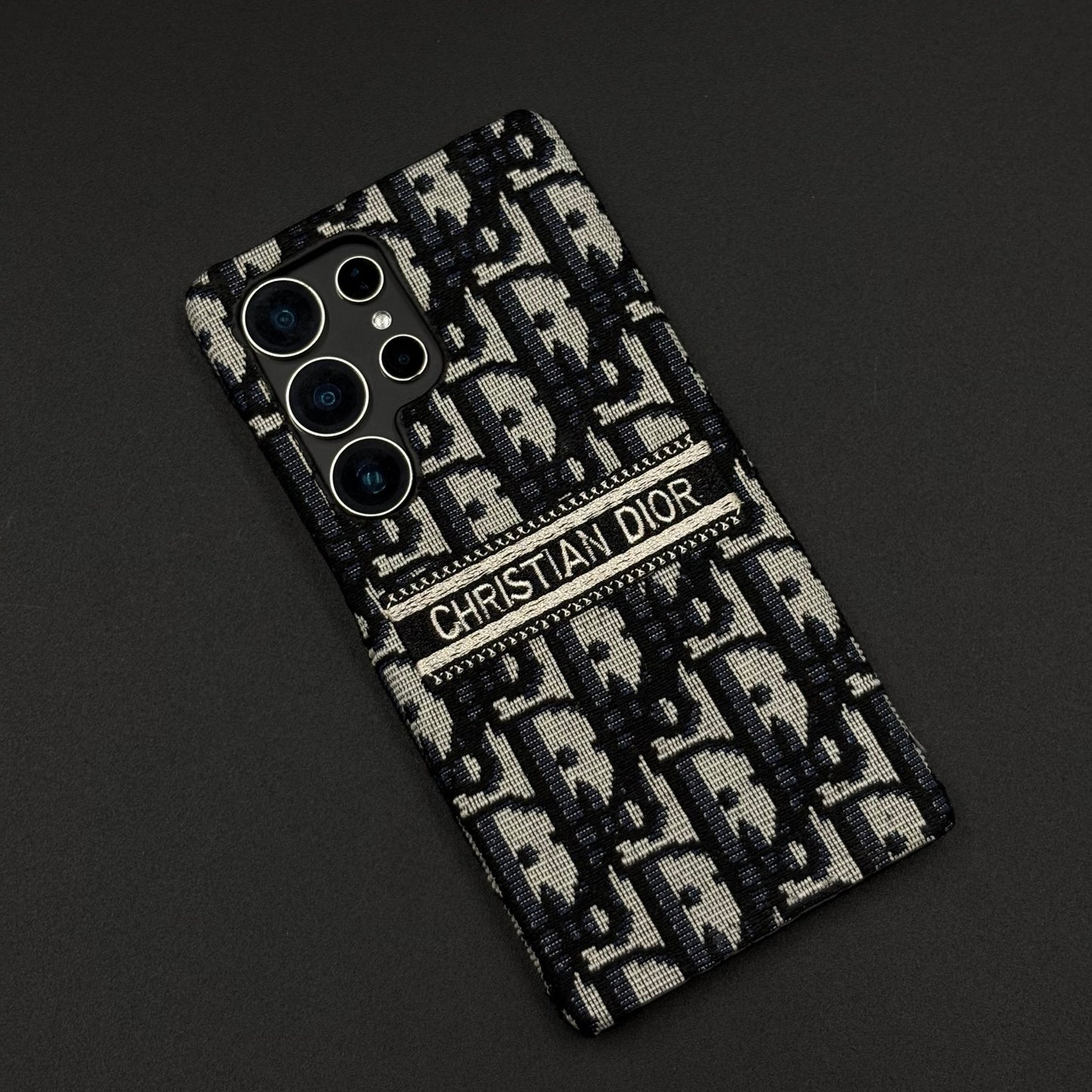 Embroidered Designer Fabric CD Case for Samsung Galaxy S25 Ultra | Sophisticated Slim Cover
