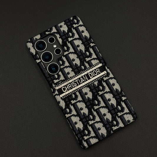 Embroidered Designer Fabric CD Case for Samsung Galaxy S24 Ultra | Sophisticated Slim Cover