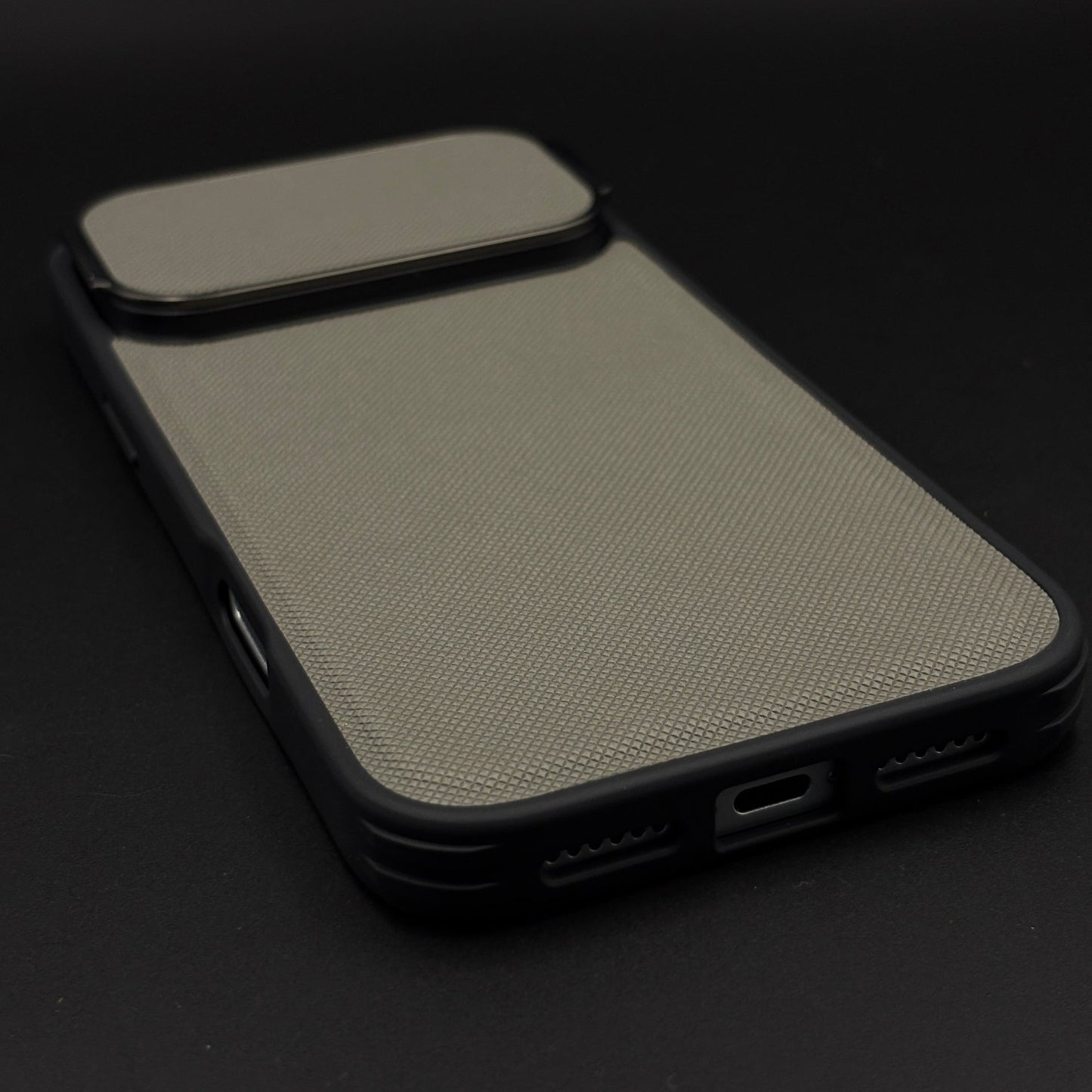 Dotted Leather Feel Case with Foldable Stand for iPhone 17 Series | Premium Grip | Kickstand Style