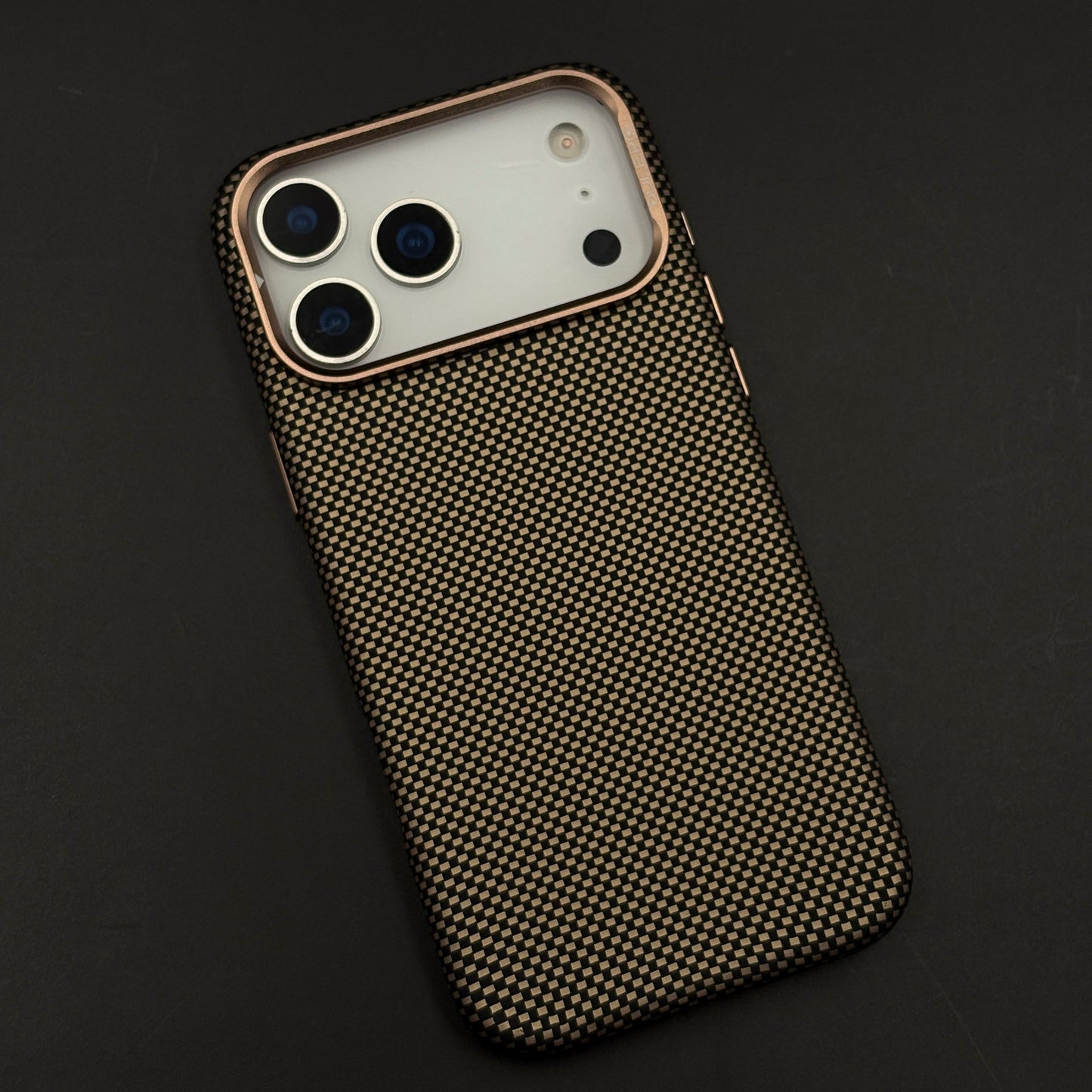 Sand Grid Carbon Fibre Hidden MagSafe Case with Camera Kickstand for iPhone 17 Series