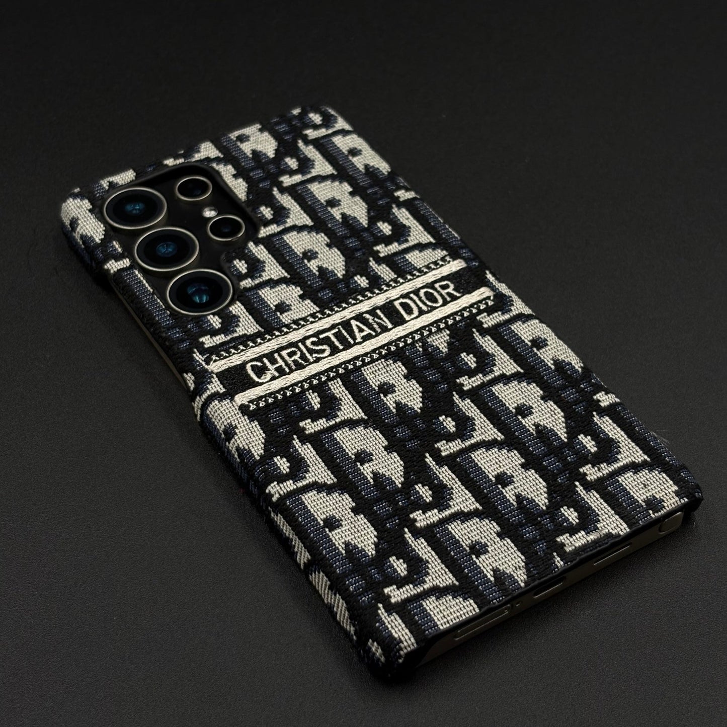 Embroidered Designer Fabric CD Case for Samsung Galaxy S24 Ultra | Sophisticated Slim Cover