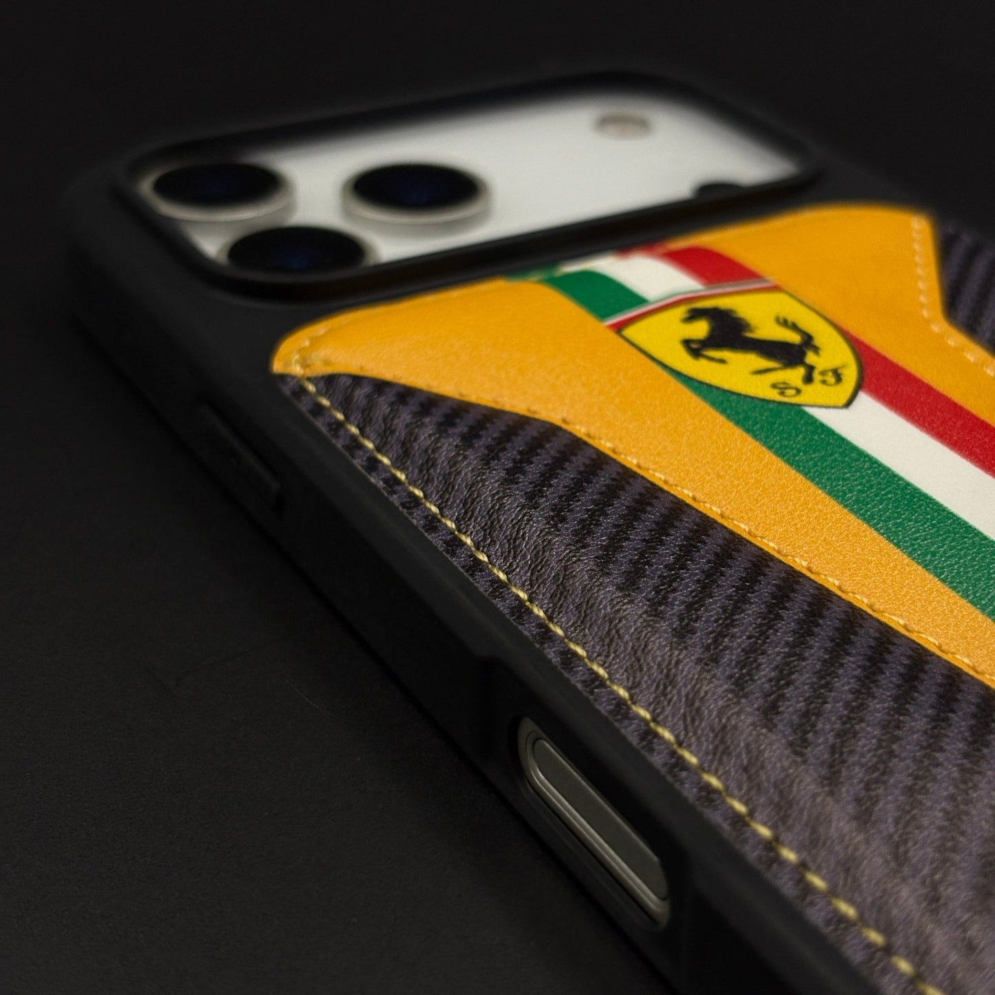 Motorsport Racing Inspired FR Stripe Stitched Leather Case for iPhone 17 Series