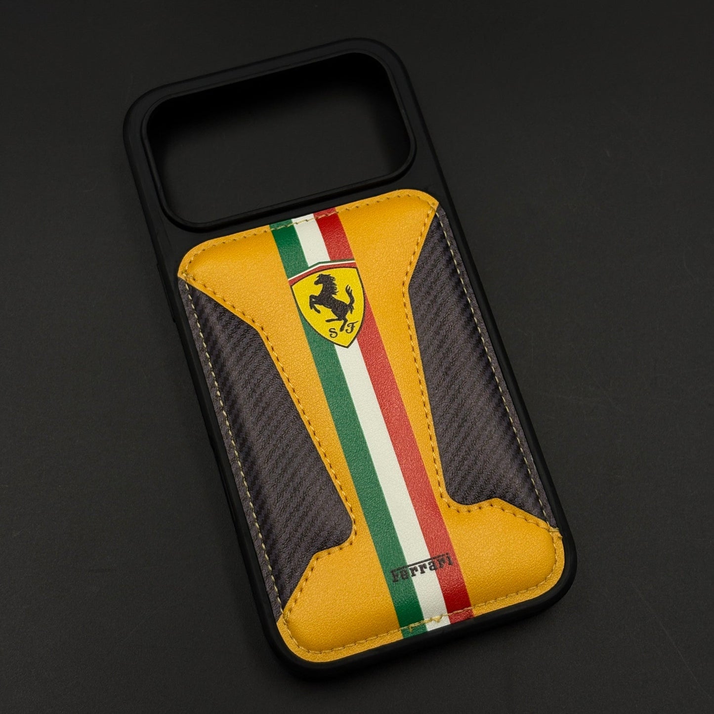 Motorsport Racing Inspired FR Stripe Stitched Leather Case for iPhone 17 Series