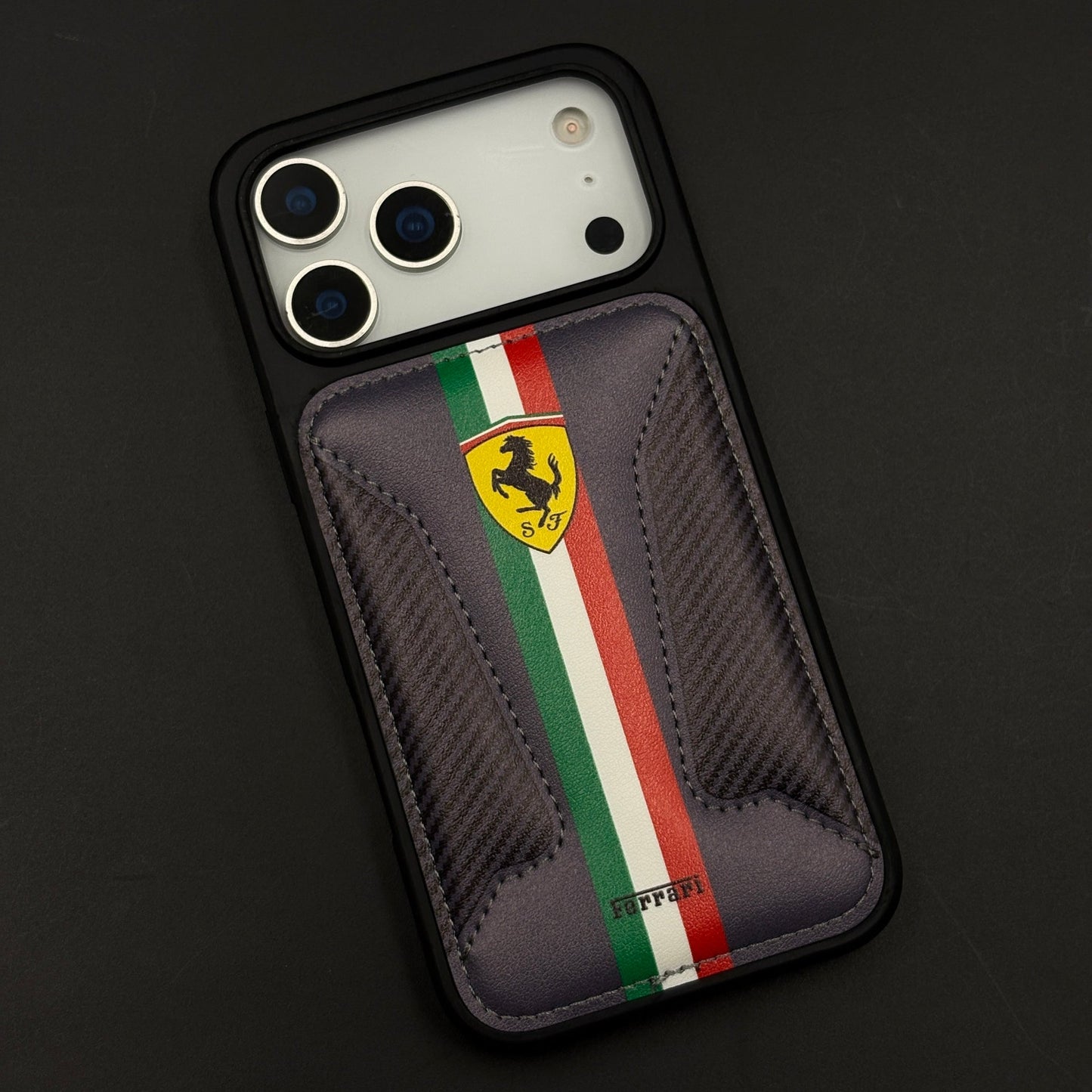 Motorsport Racing Inspired FR Stripe Stitched Leather Case for iPhone 17 Series