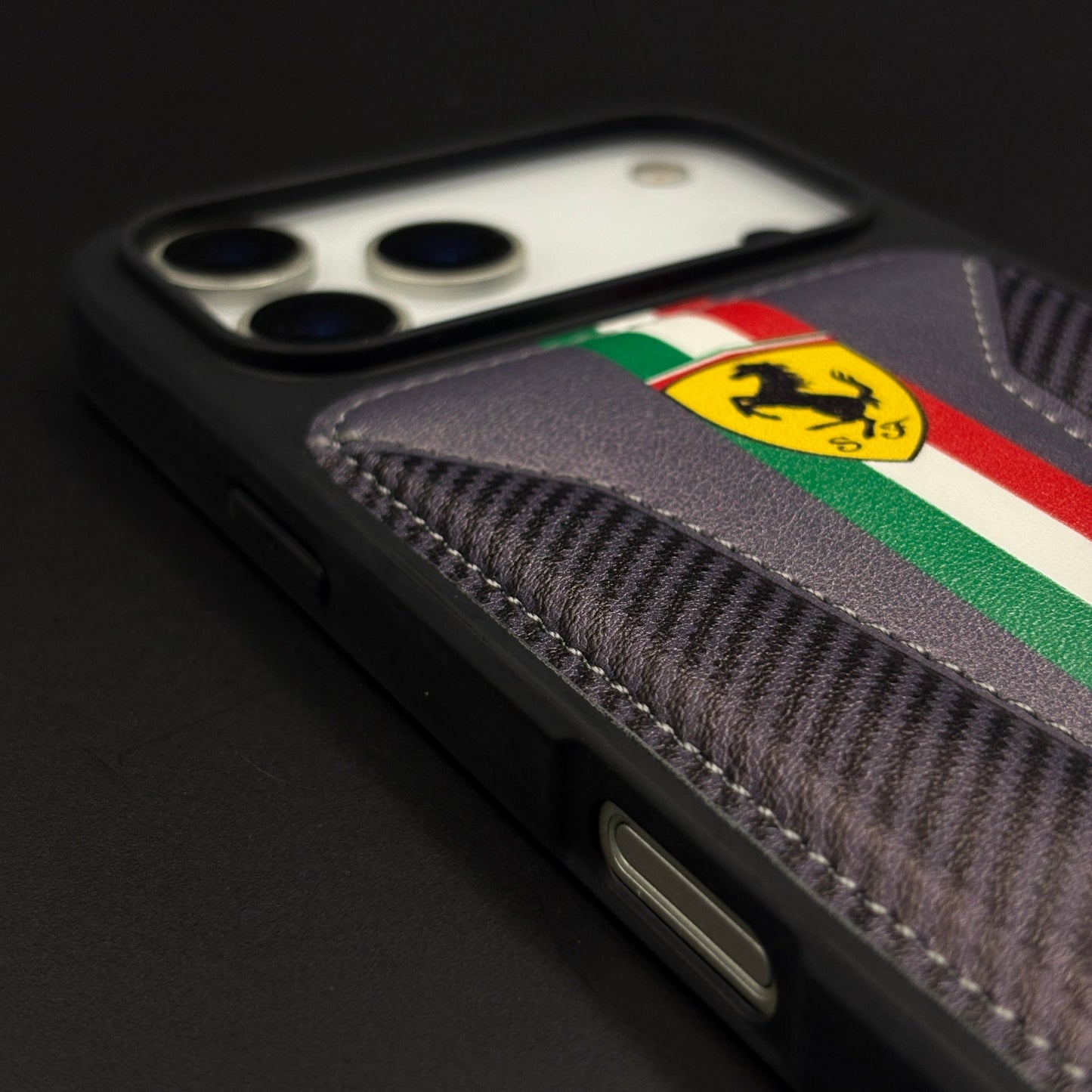 Motorsport Racing Inspired FR Stripe Stitched Leather Case for iPhone 17 Series
