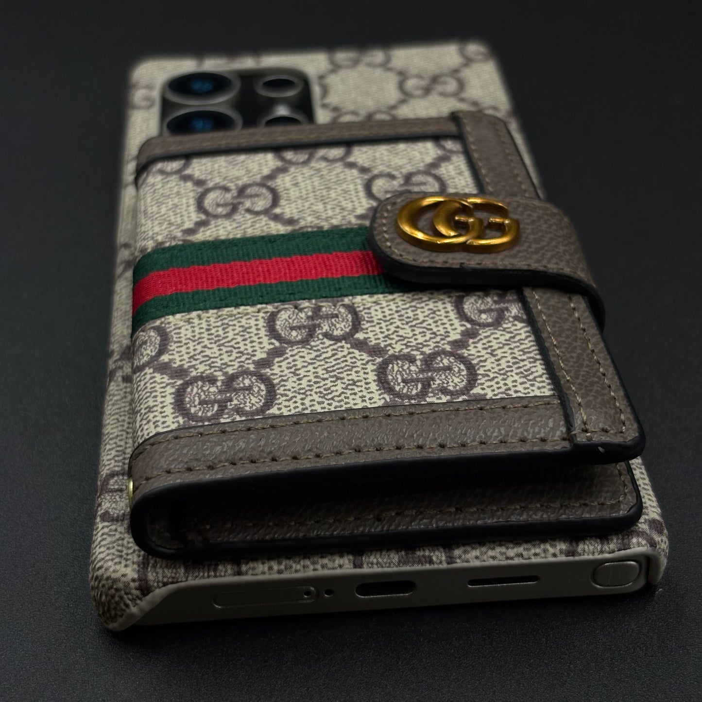 Luxury GG Wallet Case with Sling for Samsung Galaxy S25 Ultra | Crossbody Strap | Card Holder
