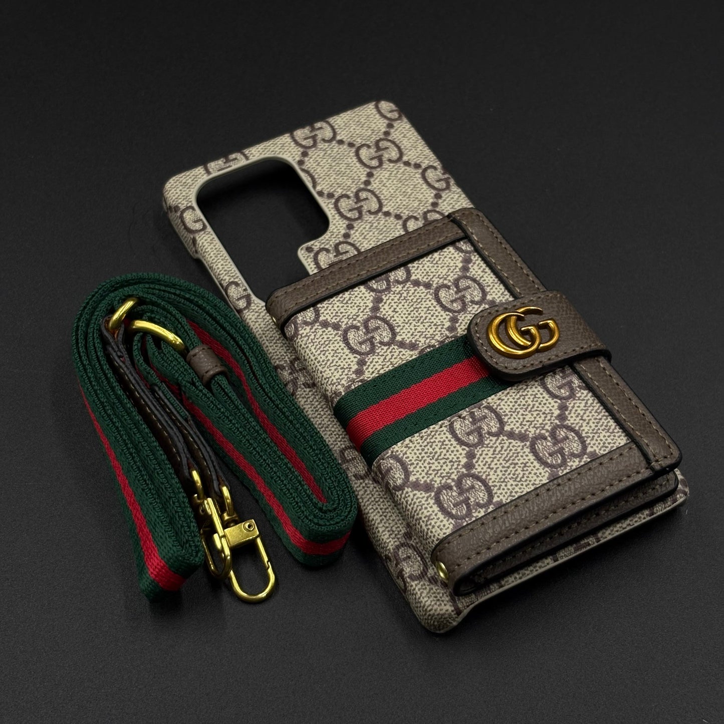 Luxury GG Wallet Case with Sling for Samsung Galaxy S25 Ultra | Crossbody Strap | Card Holder