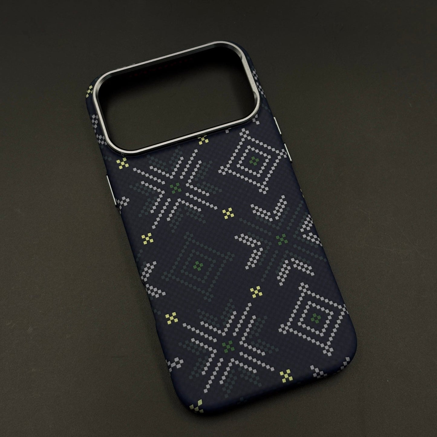 Heritage Pattern Carbon Fibre Hidden MagSafe Case with Camera Kickstand for iPhone 17 Series