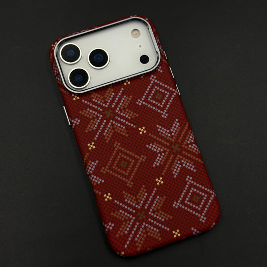 Heritage Pattern Carbon Fibre Hidden MagSafe Case with Camera Kickstand for iPhone 17 Series