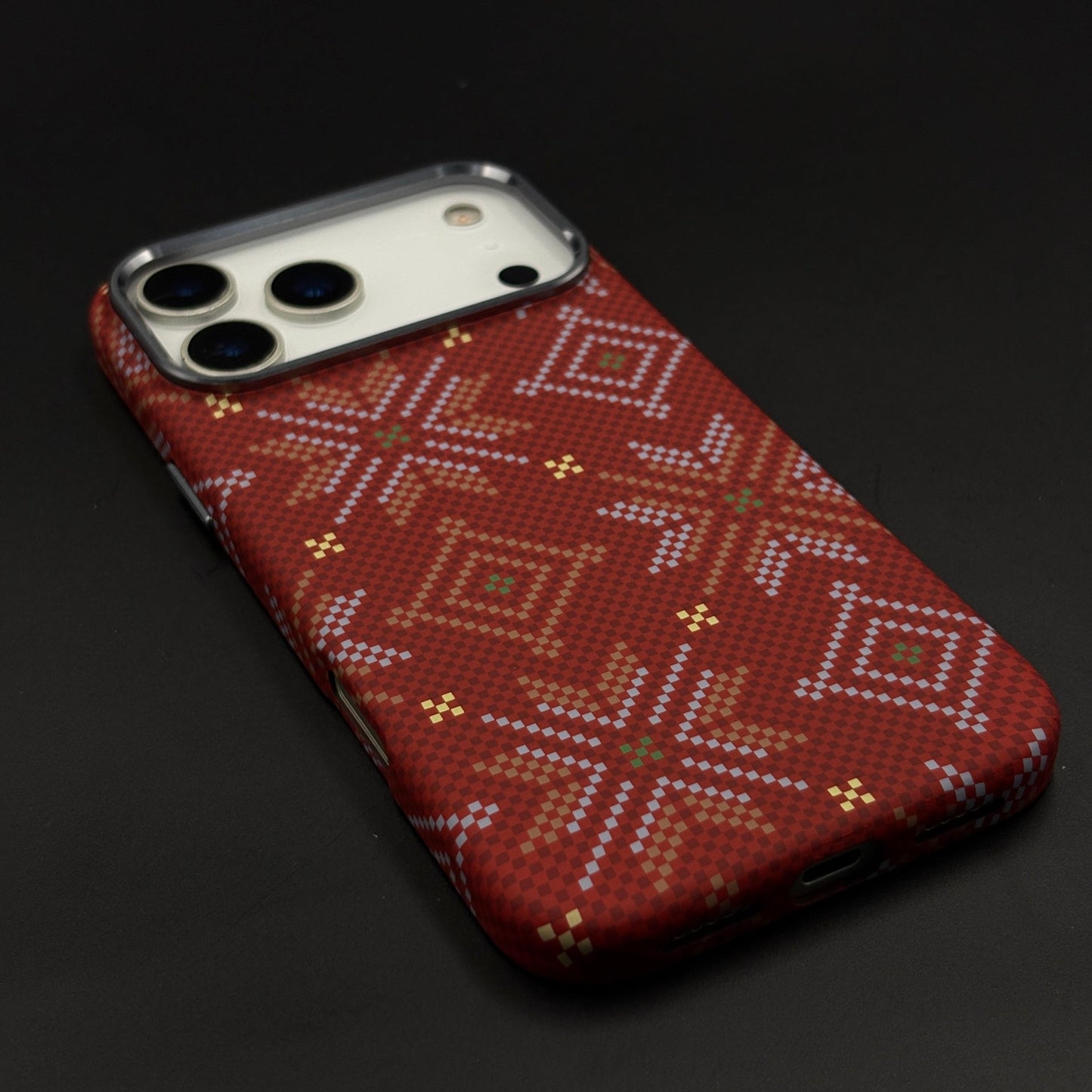 Heritage Pattern Carbon Fibre Hidden MagSafe Case with Camera Kickstand for iPhone 17 Series