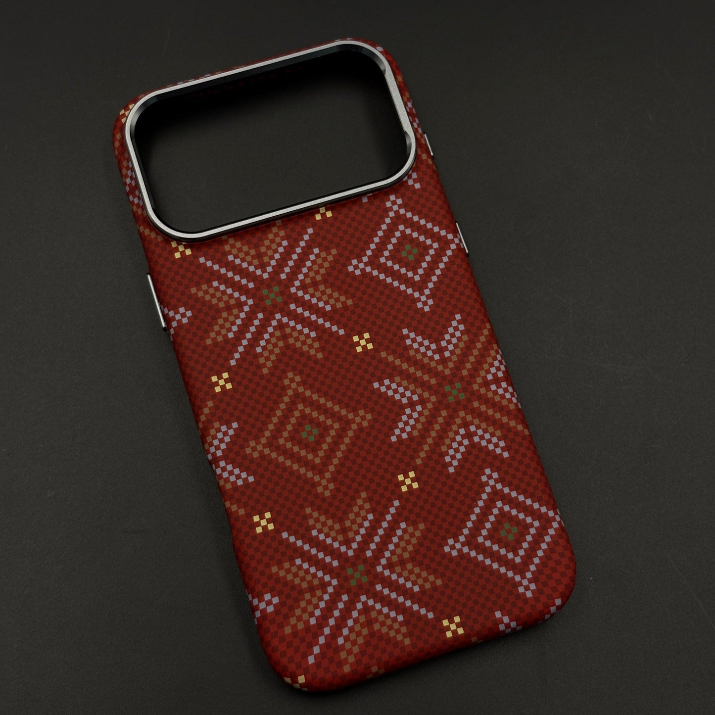 Heritage Pattern Carbon Fibre Hidden MagSafe Case with Camera Kickstand for iPhone 17 Series