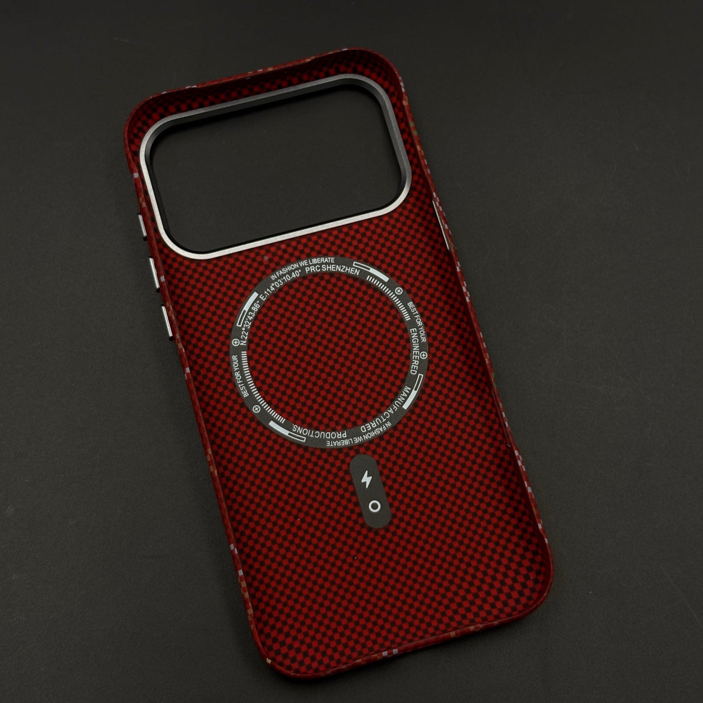 Heritage Pattern Carbon Fibre Hidden MagSafe Case with Camera Kickstand for iPhone 17 Series