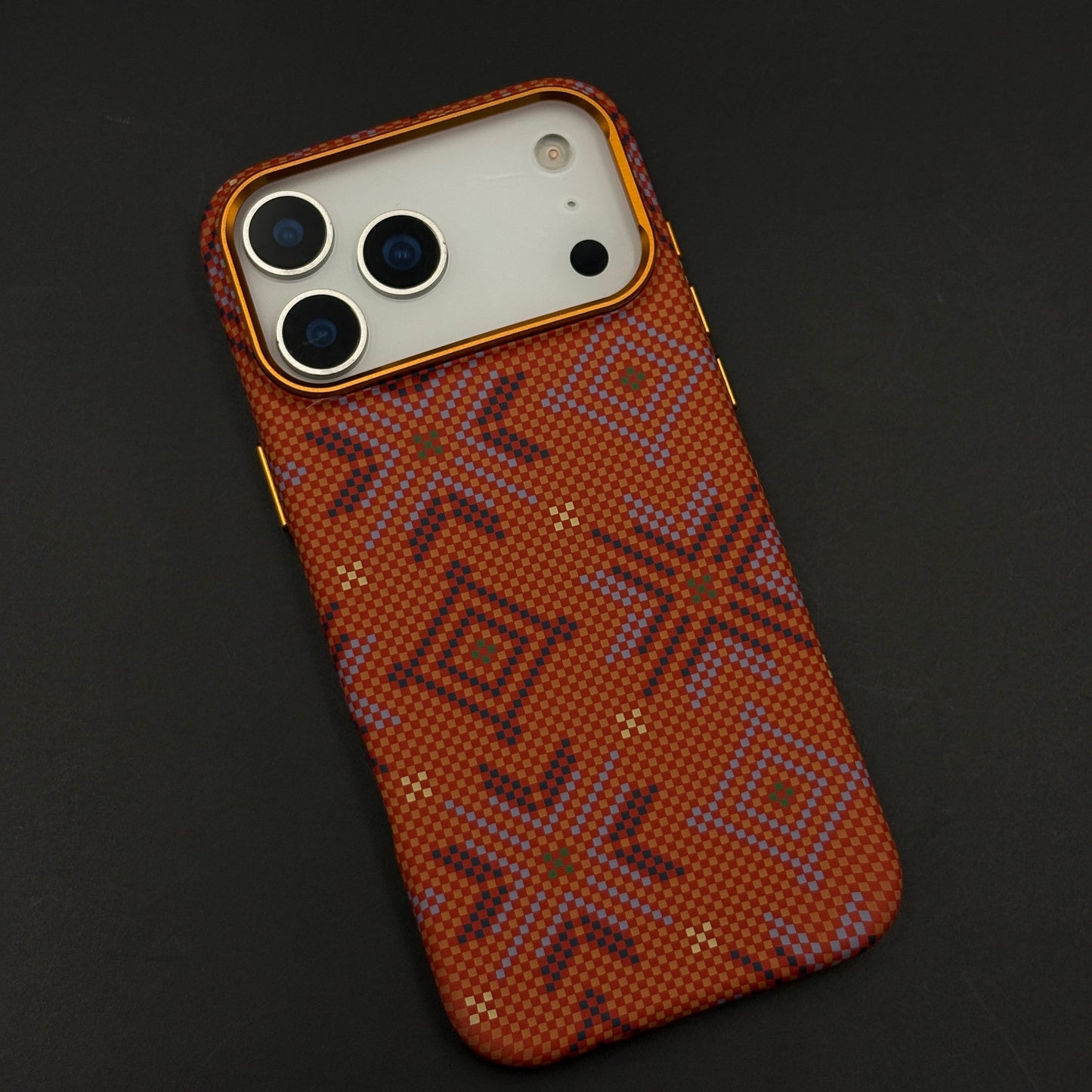 Heritage Pattern Carbon Fibre Hidden MagSafe Case with Camera Kickstand for iPhone 17 Series