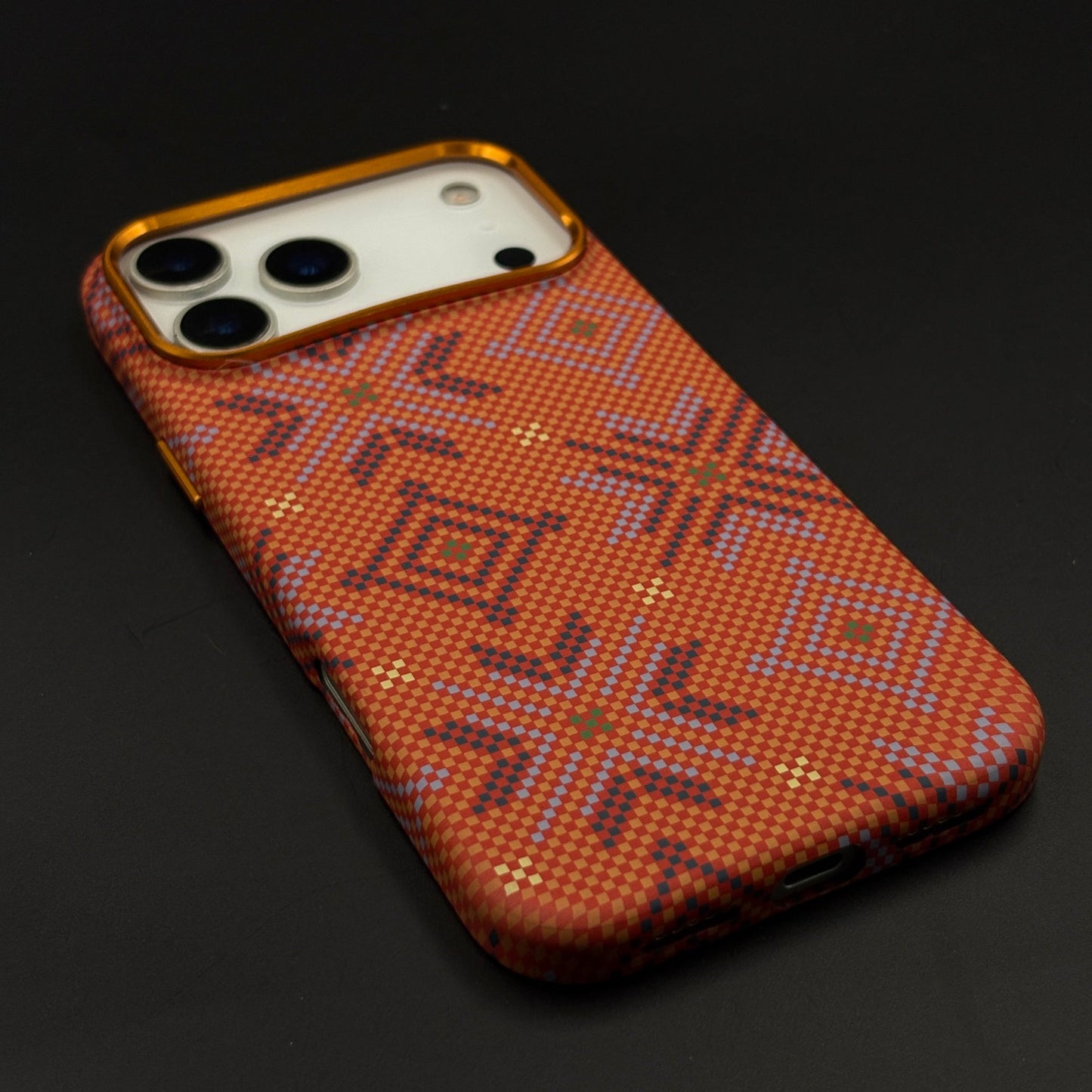 Heritage Pattern Carbon Fibre Hidden MagSafe Case with Camera Kickstand for iPhone 17 Series