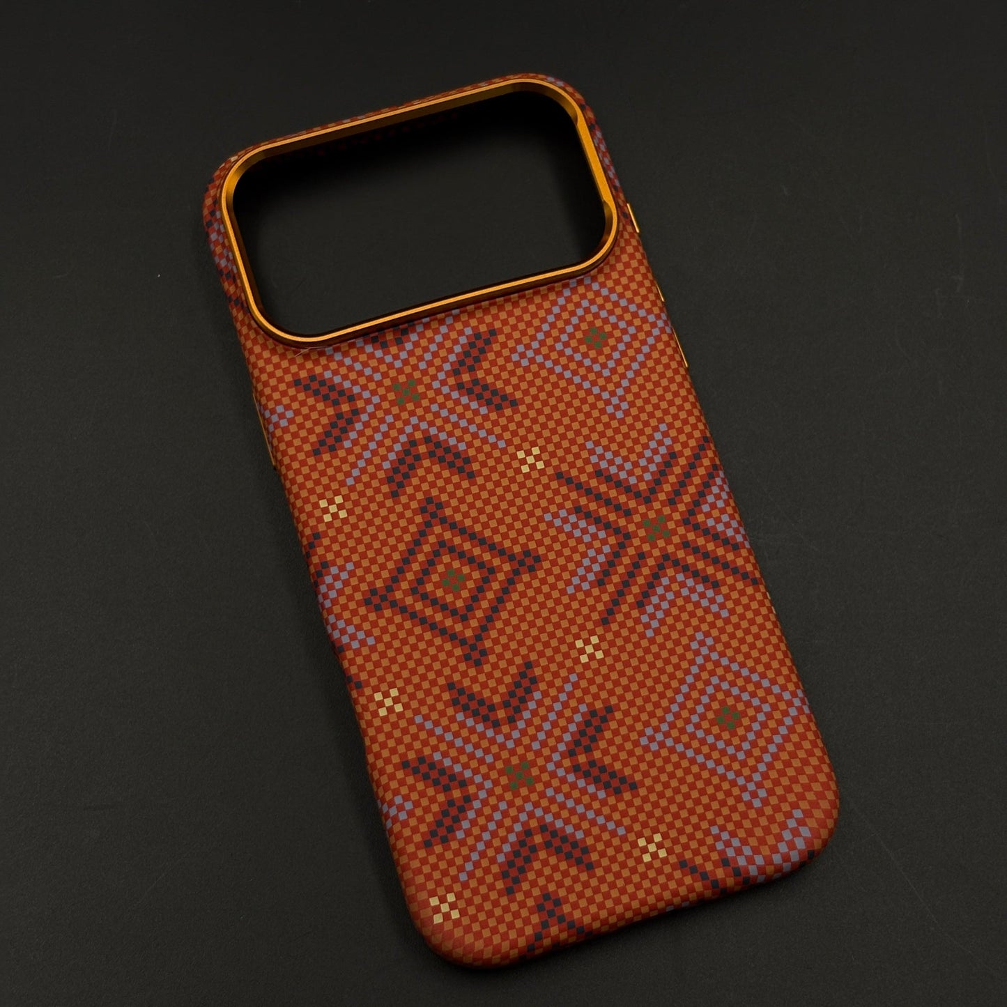 Heritage Pattern Carbon Fibre Hidden MagSafe Case with Camera Kickstand for iPhone 17 Series
