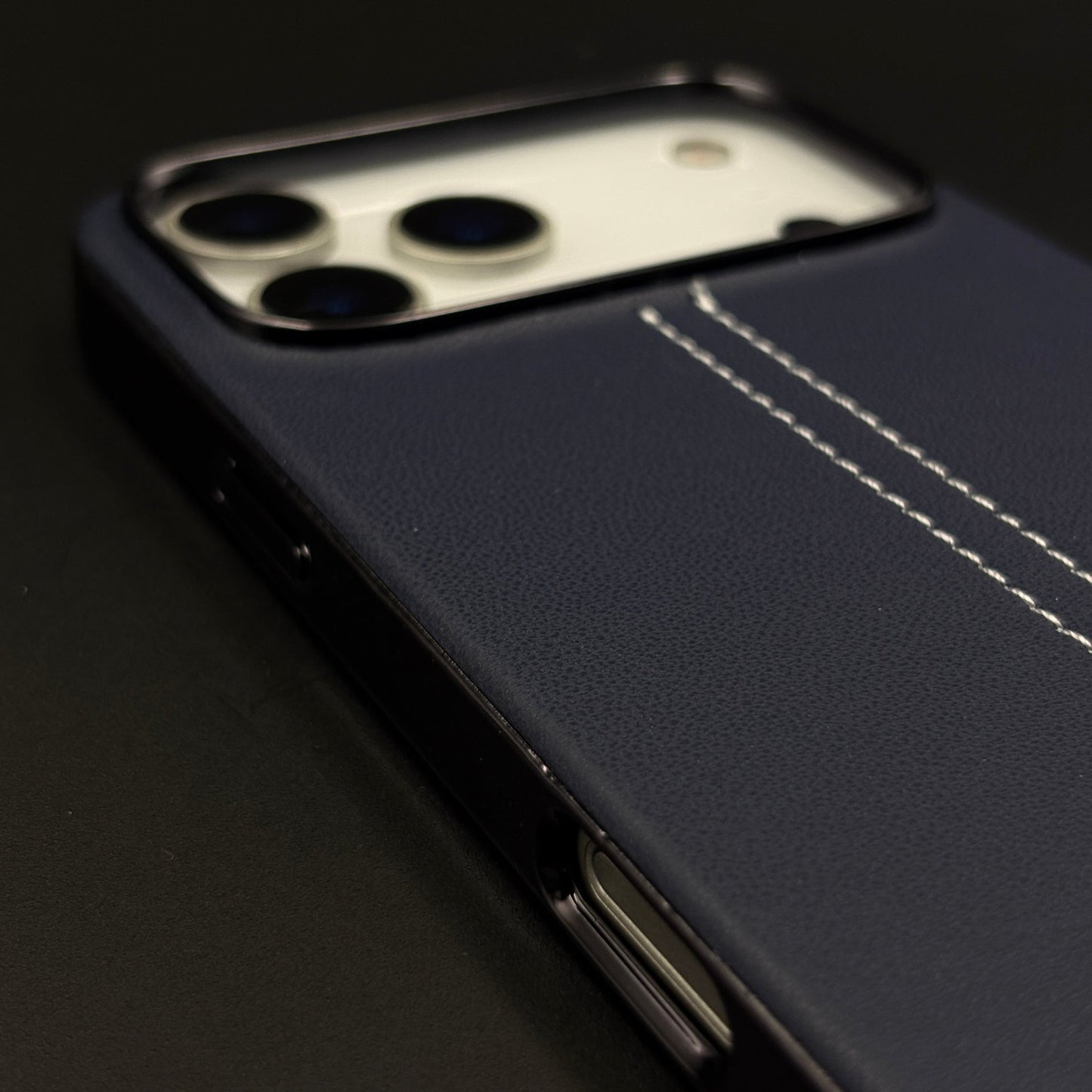 Motor Racing Inspired Merc Stitched Leather Case for iPhone 17 Series
