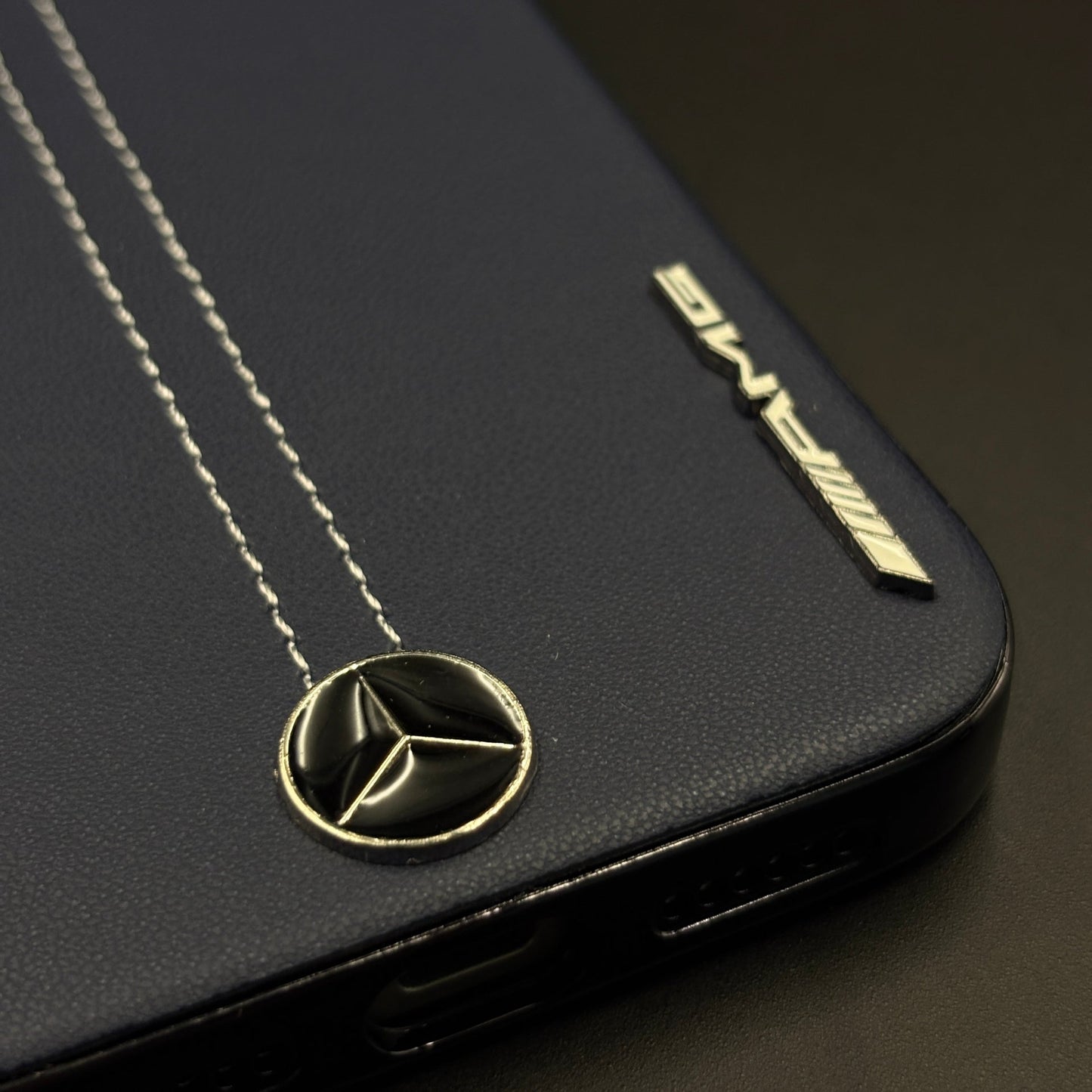Motor Racing Inspired Merc Stitched Leather Case for iPhone 17 Series