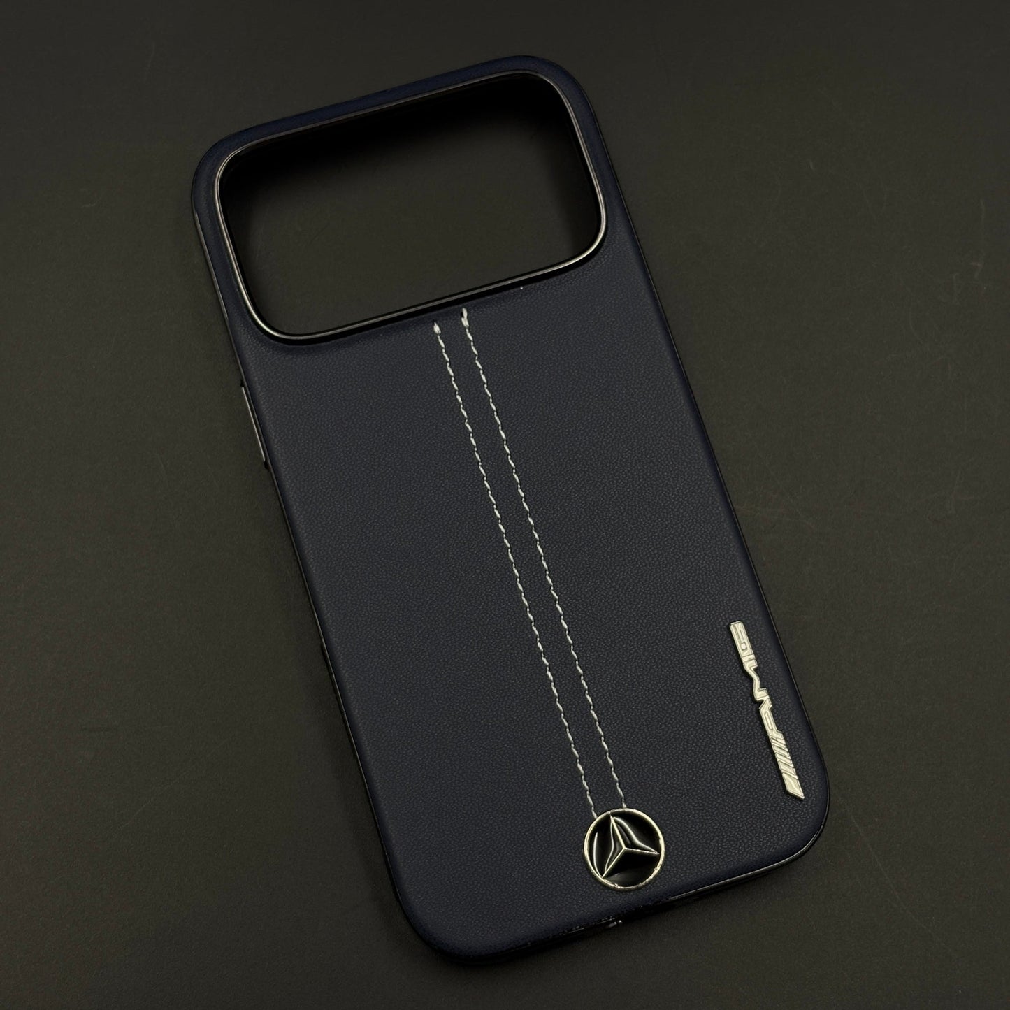 Motor Racing Inspired Merc Stitched Leather Case for iPhone 17 Series