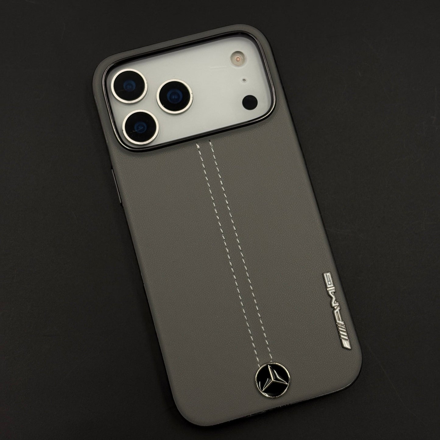 Motor Racing Inspired Merc Stitched Leather Case for iPhone 17 Series