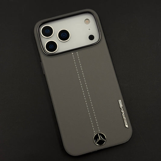 Motor Racing Inspired Merc Stitched Leather Case for iPhone 17 Series
