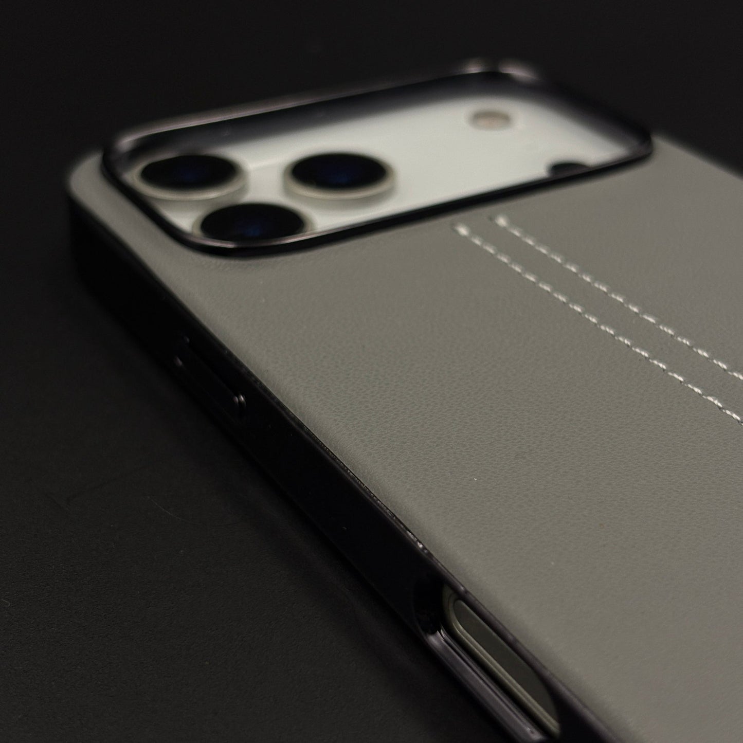Motor Racing Inspired Merc Stitched Leather Case for iPhone 17 Series