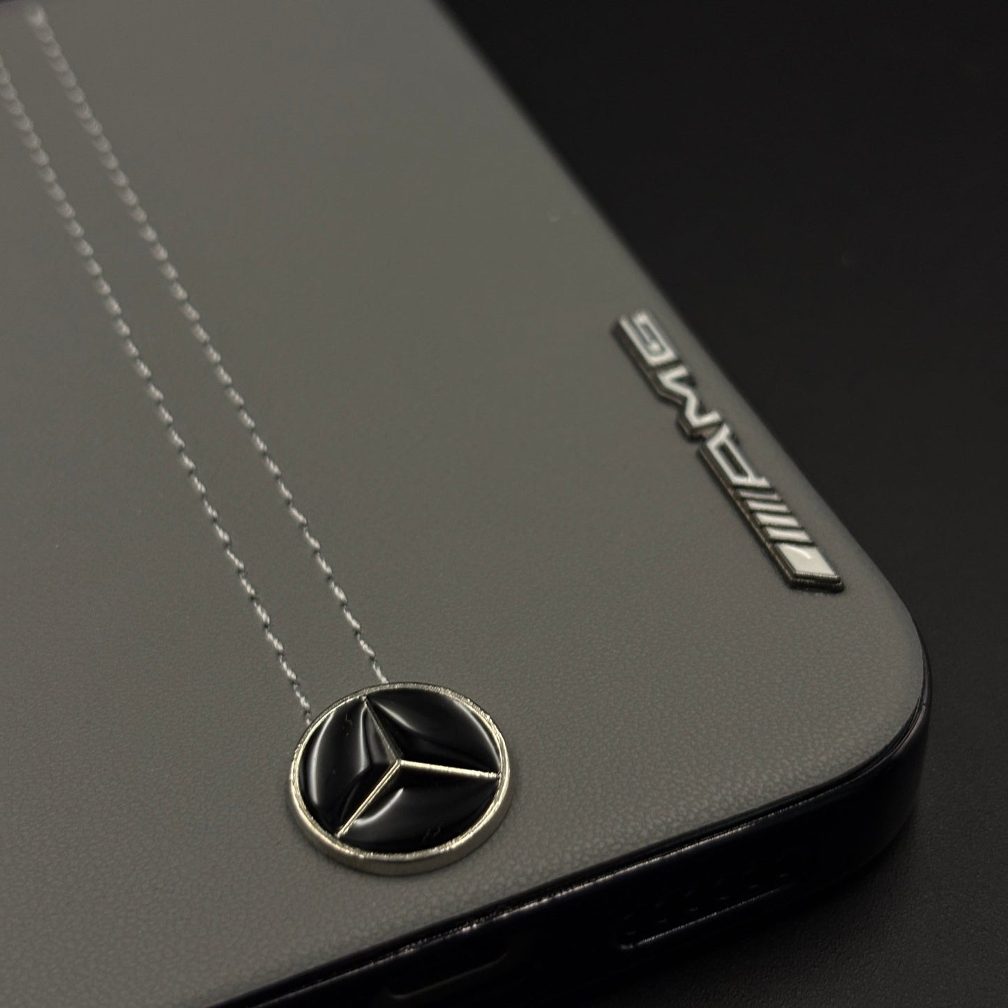 Motor Racing Inspired Merc Stitched Leather Case for iPhone 17 Series