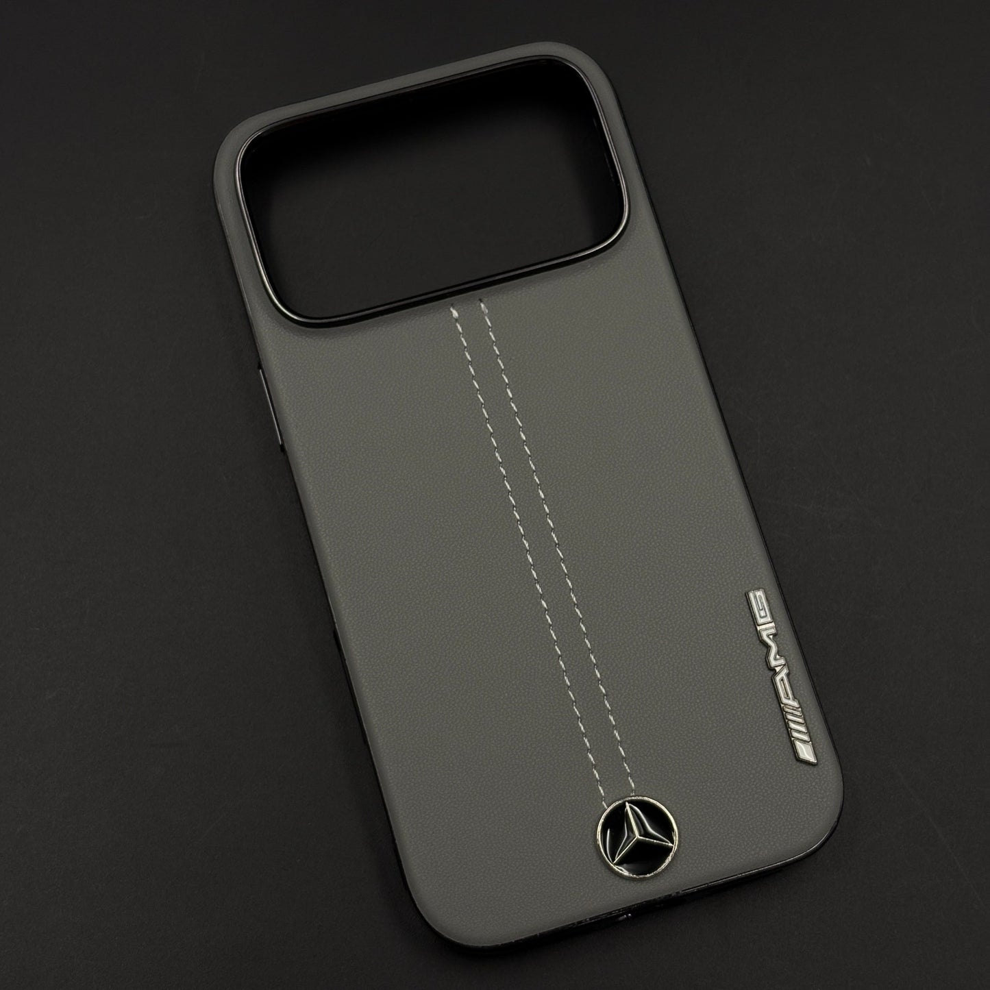 Motor Racing Inspired Merc Stitched Leather Case for iPhone 17 Series