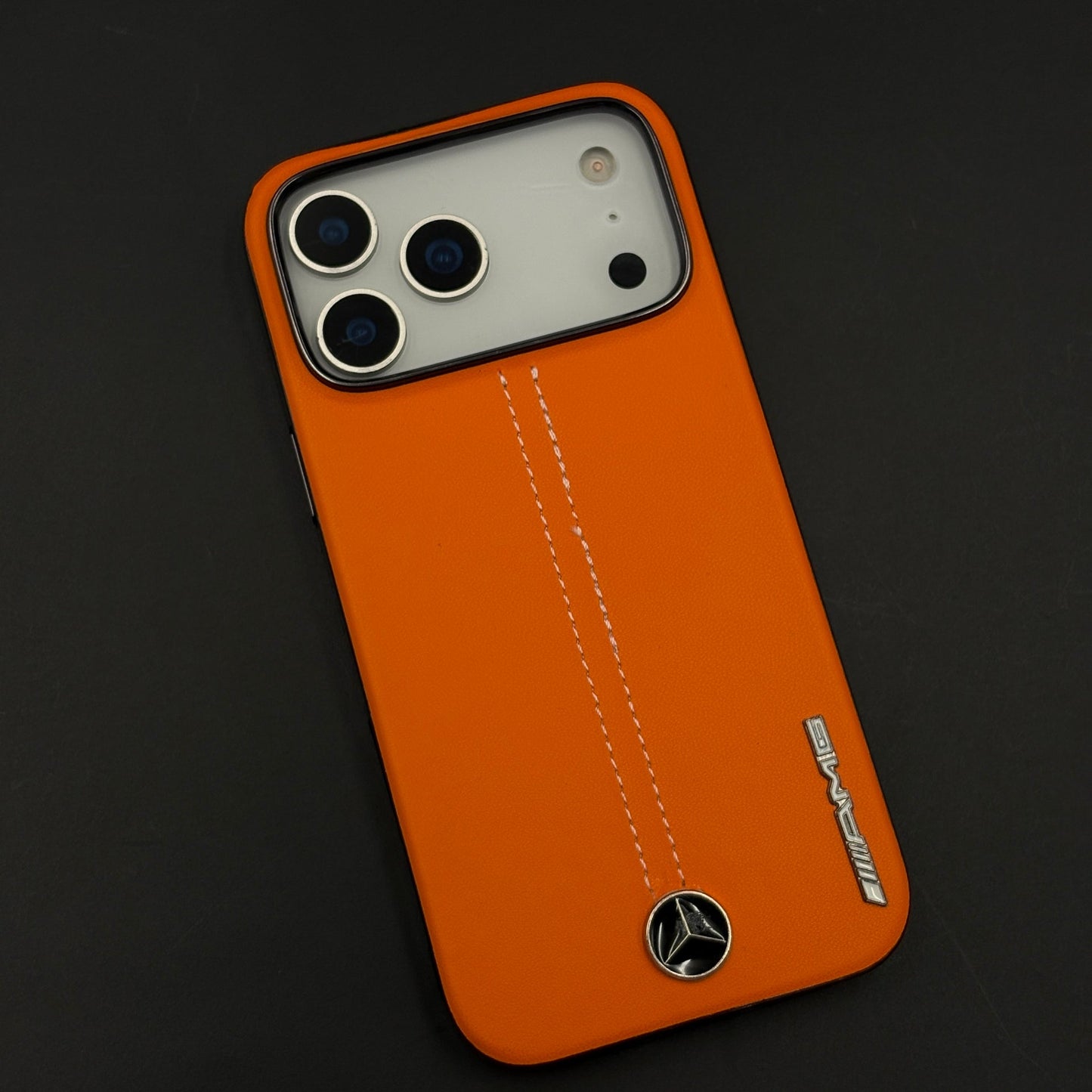 Motor Racing Inspired Merc Stitched Leather Case for iPhone 17 Series