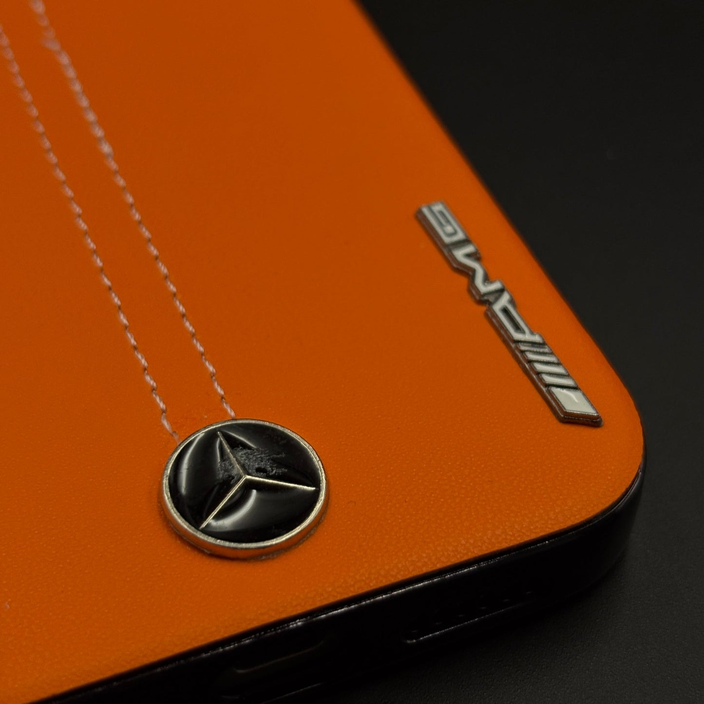 Motor Racing Inspired Merc Stitched Leather Case for iPhone 17 Series