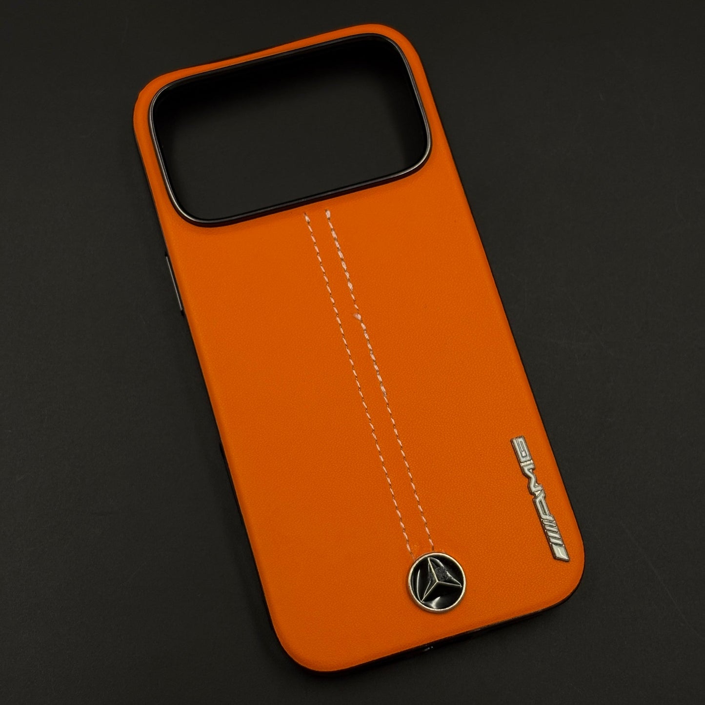 Motor Racing Inspired Merc Stitched Leather Case for iPhone 17 Series