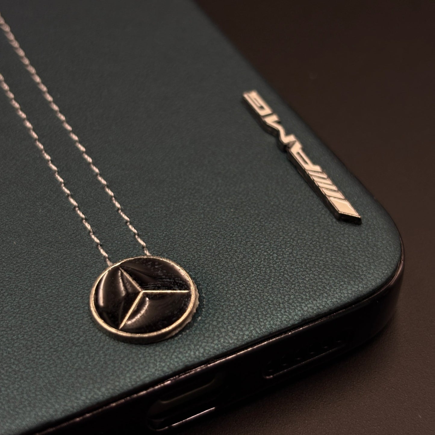Motor Racing Inspired Merc Stitched Leather Case for iPhone 17 Series