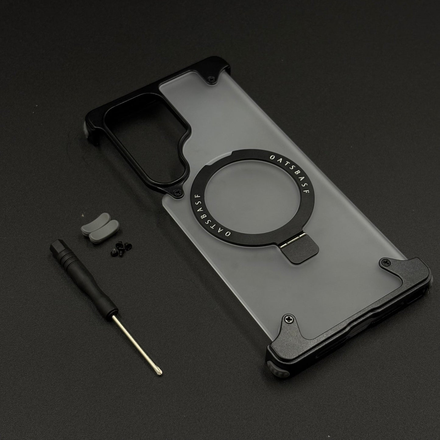 Smokey Matte Metal Frame Case for Samsung Galaxy S26 Ultra | MagSafe Ring Stand | Translucent Back