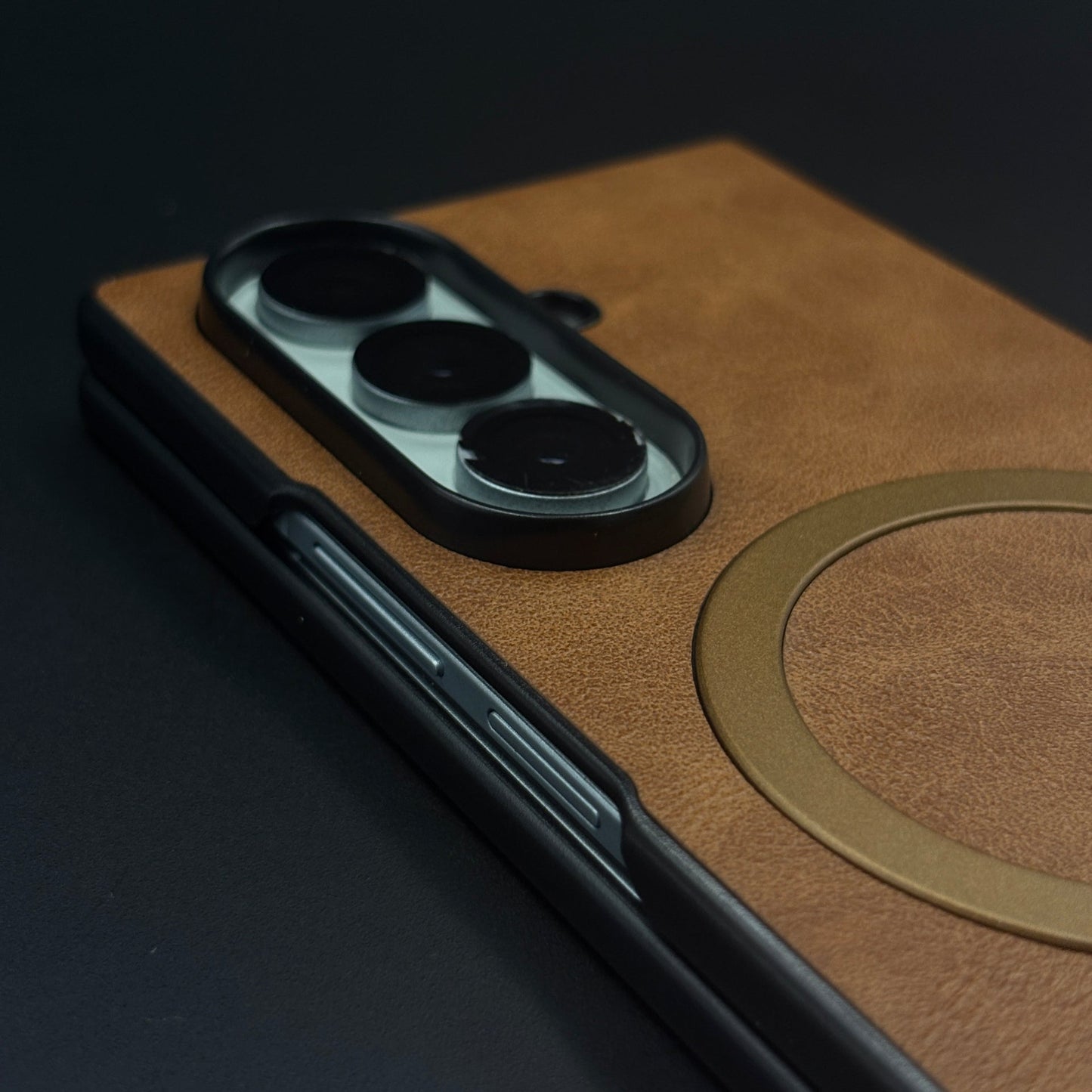 Slim Leather Black Border MagSafe Case for Samsung Galaxy Z Fold 7