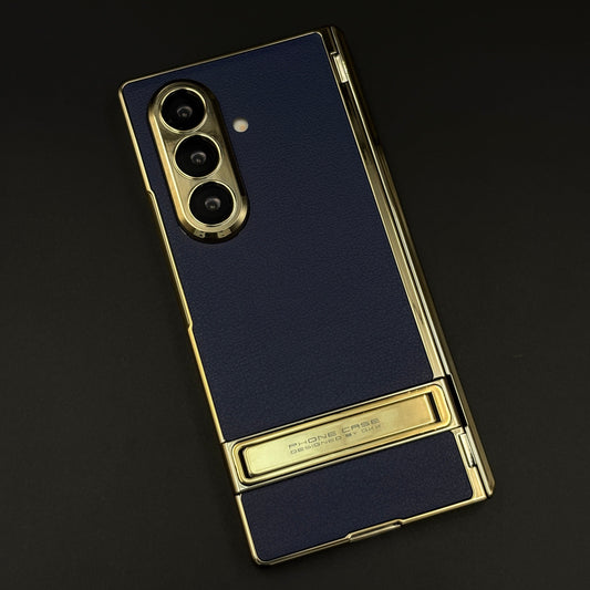 Luxury Chrome Frame Kickstand Case for Samsung Galaxy Z Fold 7 | Premium Hinge Protection