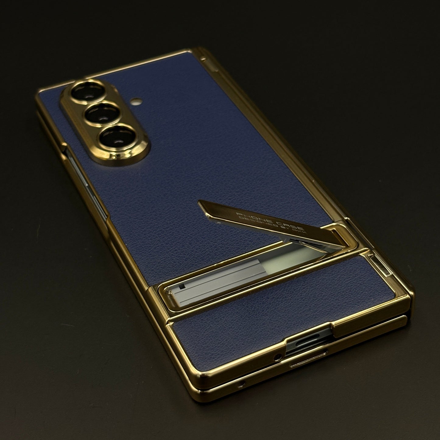 Luxury Chrome Frame Kickstand Case for Samsung Galaxy Z Fold 7 | Premium Hinge Protection