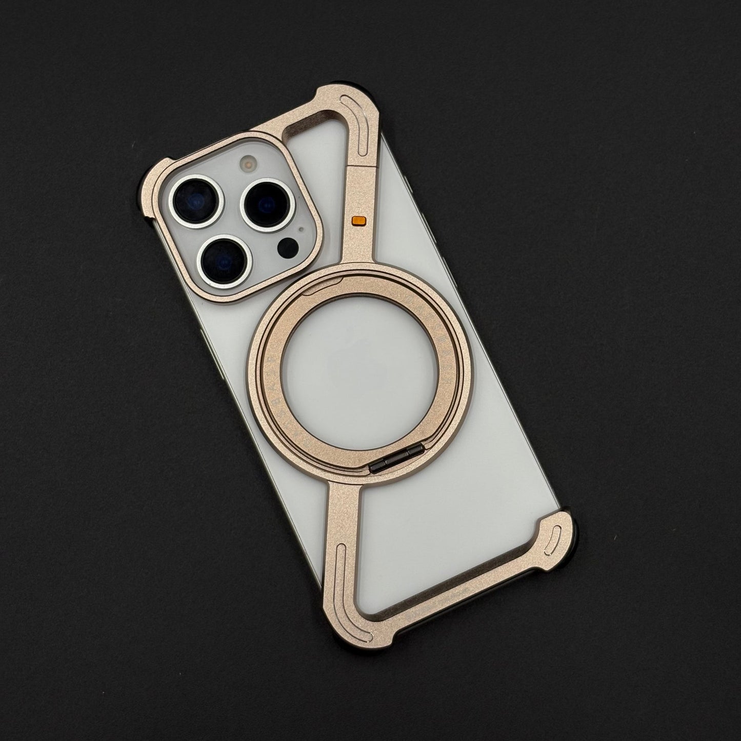 Z-Shape Aluminum Metal Rotating Stand Case for iPhone 16 Series | MagSafe Compatible | Industrial Luxe Design