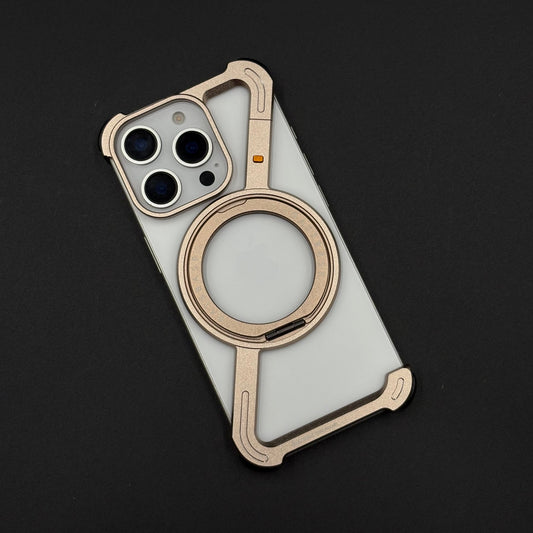 Z-Shape Aluminum Metal Rotating Stand Case for iPhone 16 Series | MagSafe Compatible | Industrial Luxe Design