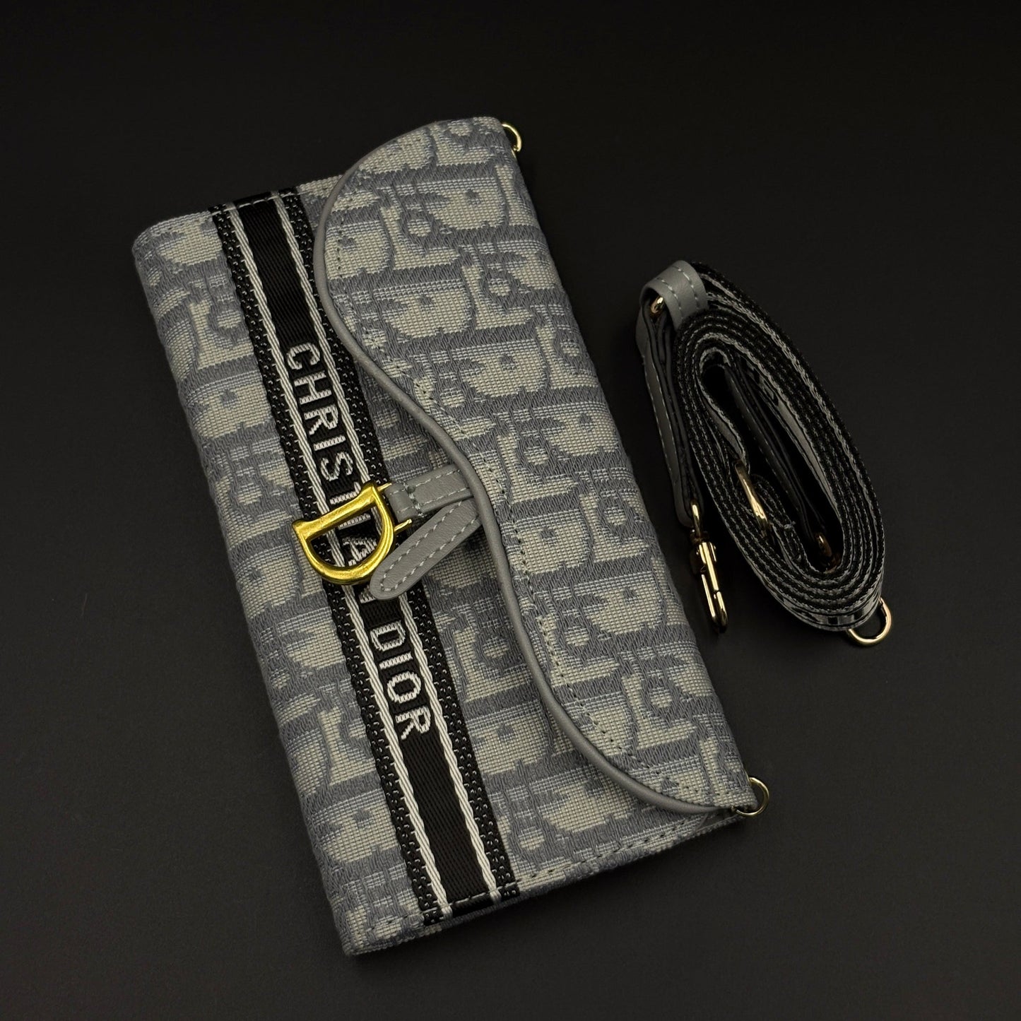 Luxury Embroidery CD Cardholder Case with Crossbody Sling for iPhone 17 Series