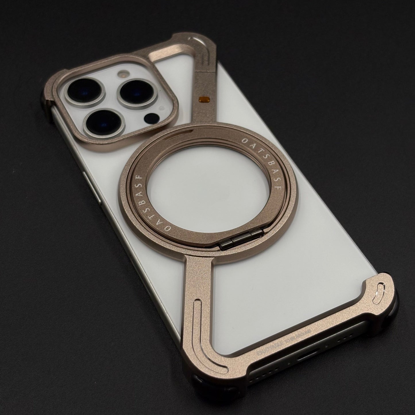 Z-Shape Aluminum Metal Rotating Stand Case for iPhone 16 Series | MagSafe Compatible | Industrial Luxe Design