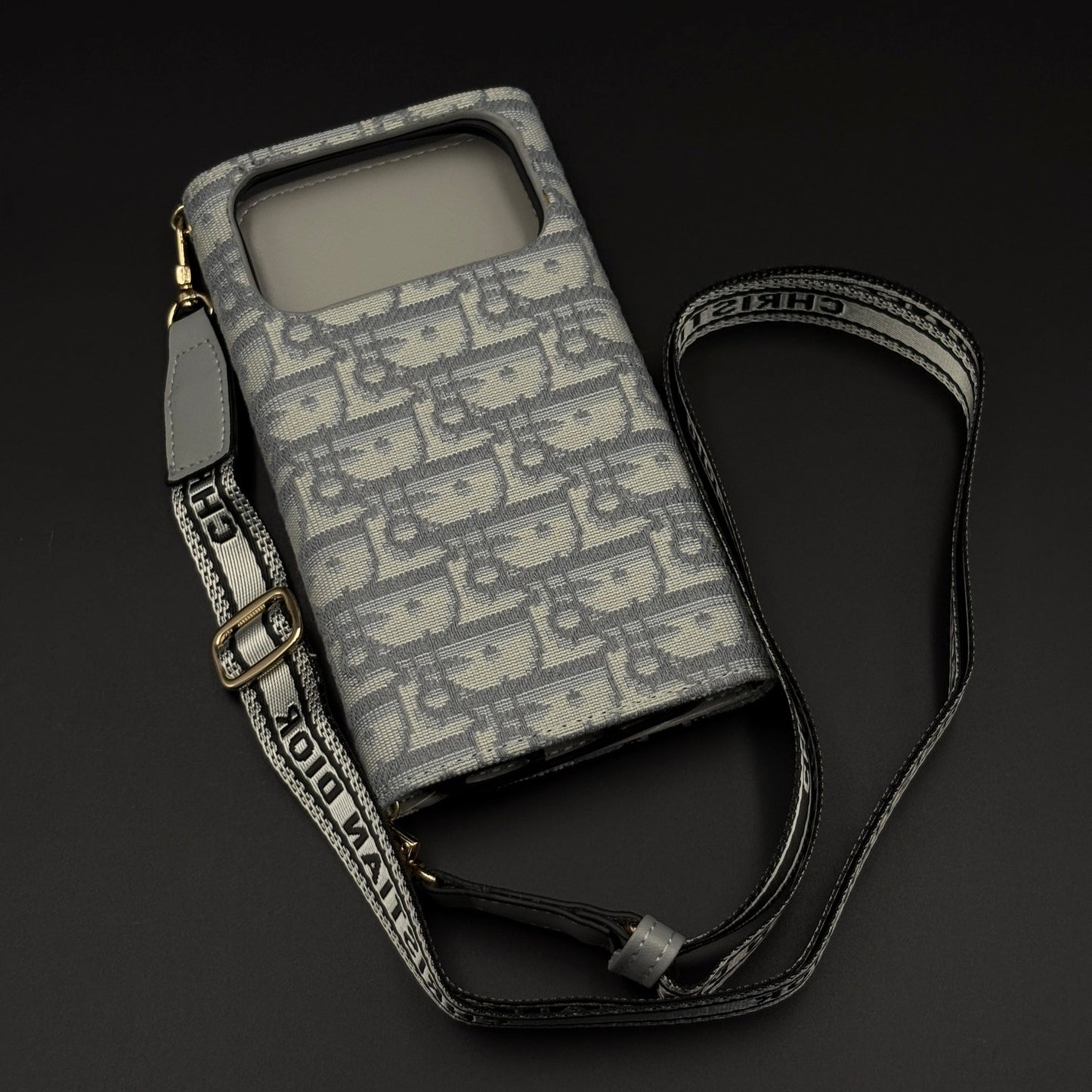 Luxury Embroidery CD Cardholder Case with Crossbody Sling for iPhone 17 Series