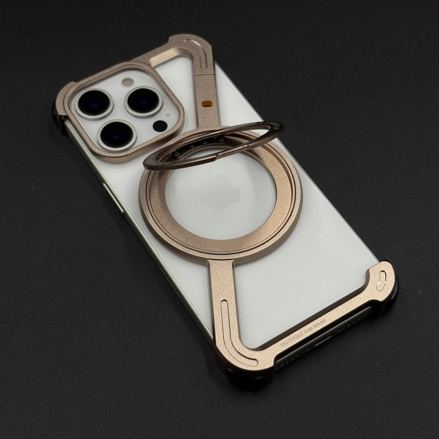 Z-Shape Aluminum Metal Rotating Stand Case for iPhone 16 Series | MagSafe Compatible | Industrial Luxe Design