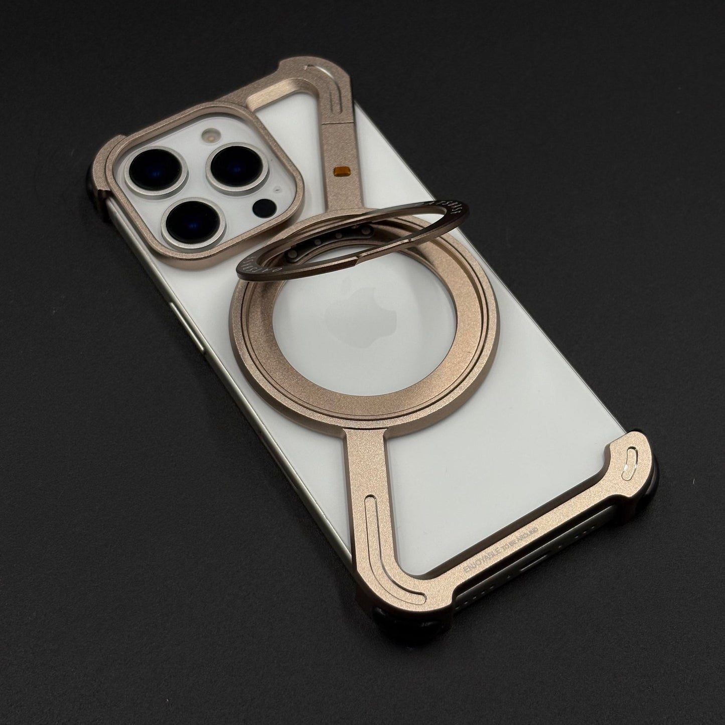 Z-Shape Aluminum Metal Rotating Stand Case for iPhone 16 Series | MagSafe Compatible | Industrial Luxe Design