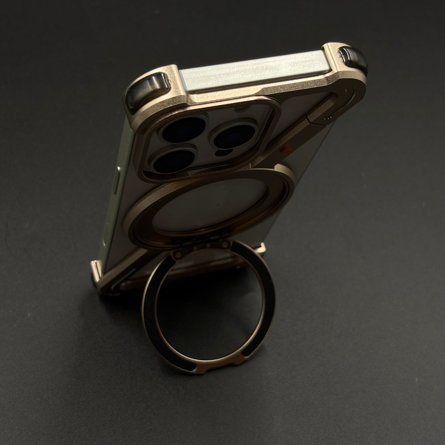 Z-Shape Aluminum Metal Rotating Stand Case for iPhone 16 Series | MagSafe Compatible | Industrial Luxe Design