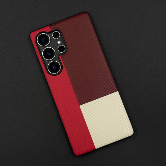 Color Block (Maroon, Red, White) Phone Case for Samsung Galaxy S23 Ultra | Textured Grip + Sleek Fit